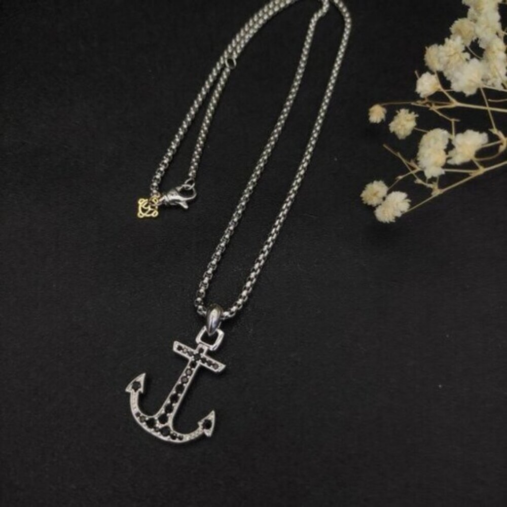 David Yurman Anchor Black Diamond Necklace DYXL-035